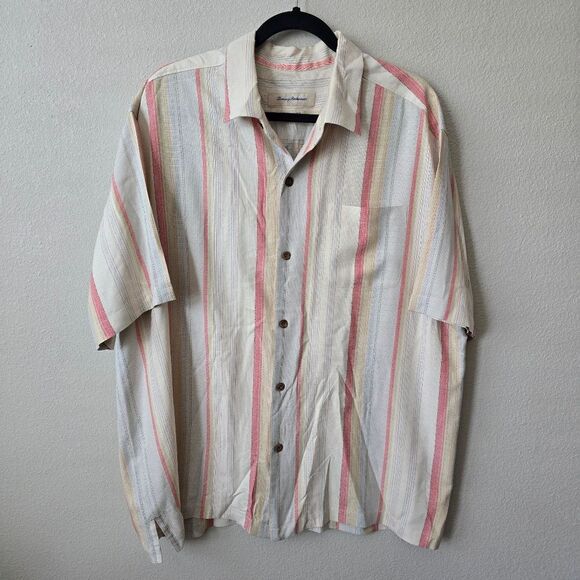 Tommy Bahama Shirt Mens XL 100% Silk Short Sleeve Button Up - Picture 1 of 7